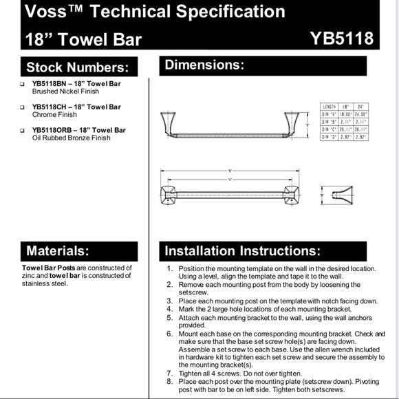 MOEN Voss Towel Bars in Chrome - Set of 3 (one 24 inch & two 18 inch bars) - Picture 5 of 6